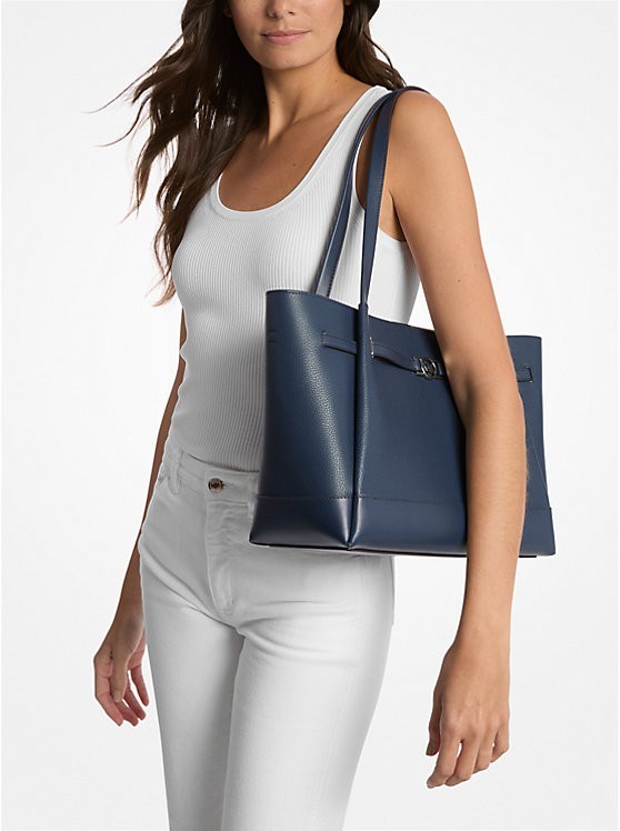 MICHAEL KORS Bag REED LG Belted TOTE Blue Navy Leather