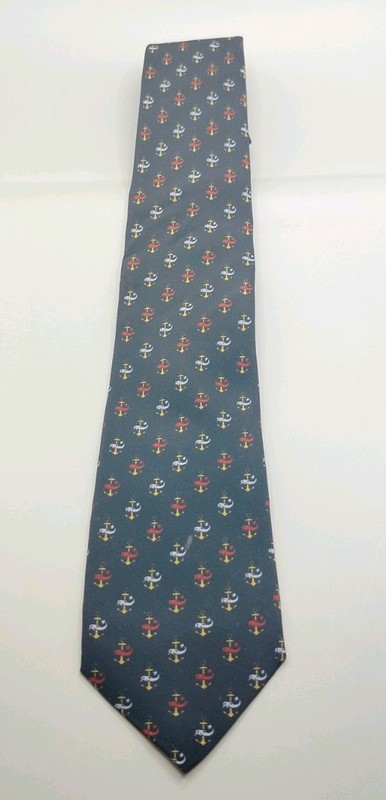 Leonardo Tie Black Anchor Pattern 100% Silk Mens Classic Vintage