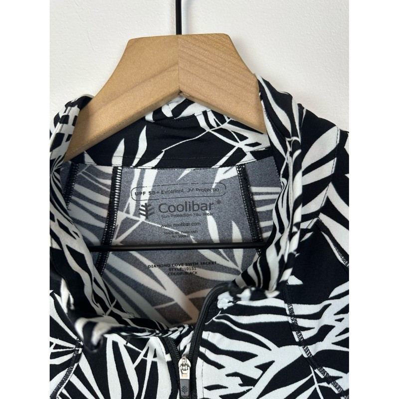 Coolibar Sun Protection UPF 50 Diamond Cove Black Palm Swim Jacket Sz XL gallery