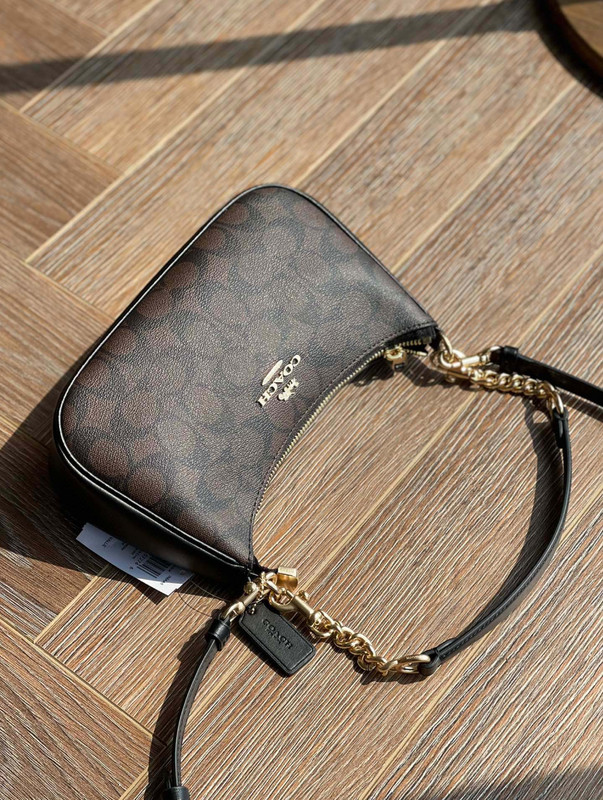 NWT COACH CA548 Teri Shoulder Bag In Signature Canvas/Gold/Brown Free gallery