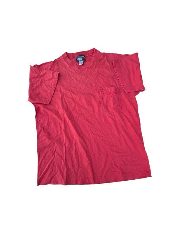 Vintage Paris Sport Club Pocket T Shirt Mens Medium Salmon Pink Embroidered USA