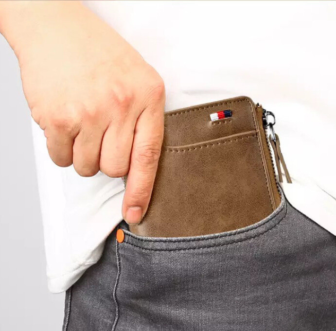 Mens RFID Blocking Leather Wallet Credit Card ID Holder Zipper Purse Waterproof gallery