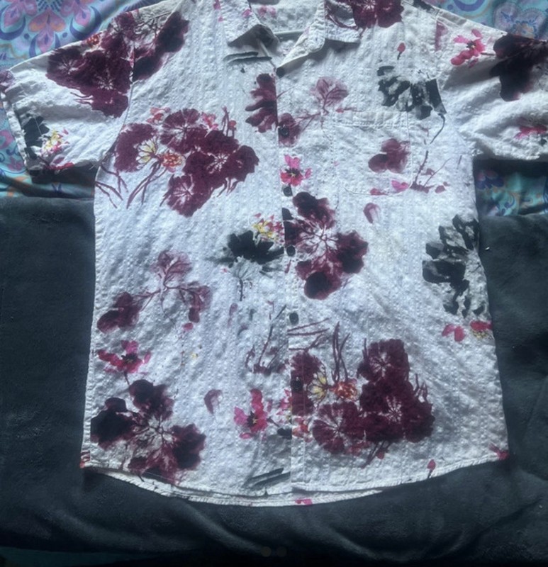 Jogal Hawaiian Hibiscus Button up Shirt Mens Size L Short Sleeve Summer Floral