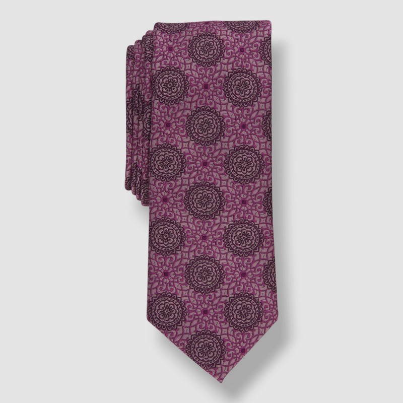 Bar III Men’s Pink Brussels Medallion Skinny Neck Tie Size 56×2.5