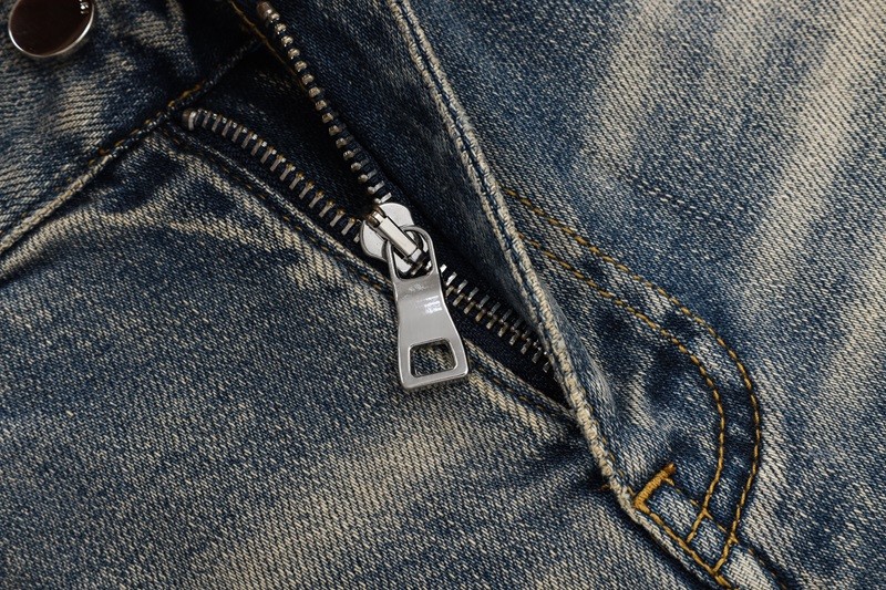 Men's Ripped Elastic Slim fit Jeans, Retro Classic High Quality Gray Blue Pants gallery