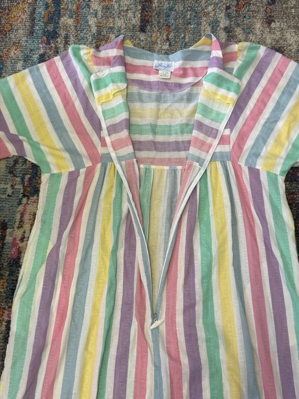Leisure Life House Dress Vintage Large Made In USA Rainbow Gown gallery