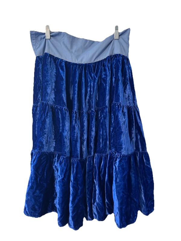 Traditional Navajo Velvet Skirt Blue
