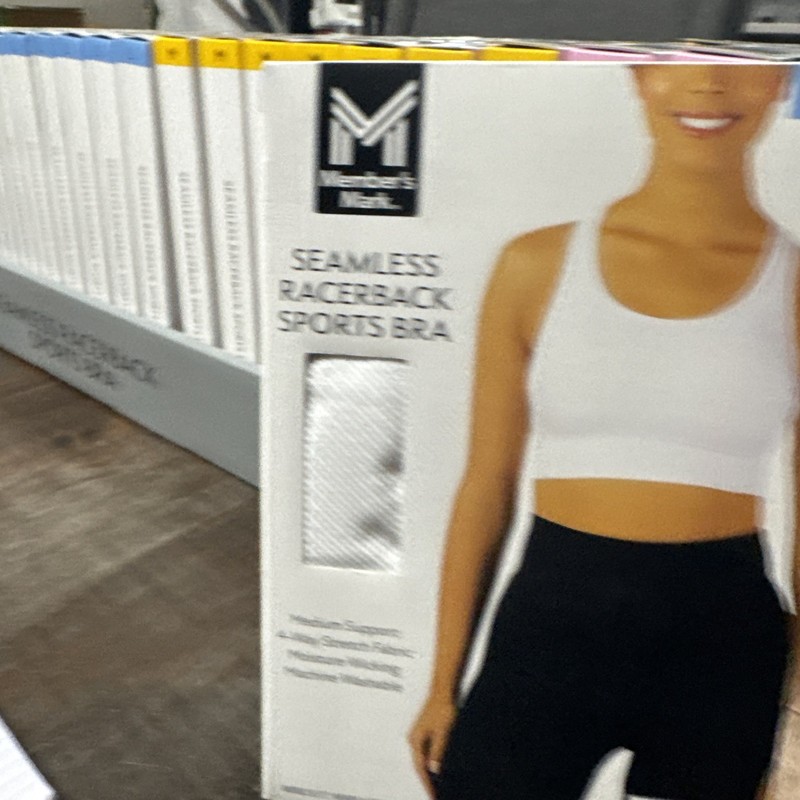 Member’s Mark Women’s Seamless Racerback Medium Support Sports Bra White Sz L