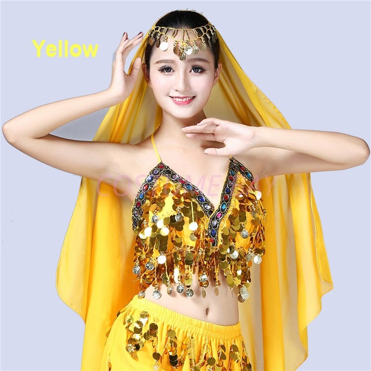 Halter Neck Latin Padded Belly Dance Bra Top Beaded Sequin Fringe Party Costume