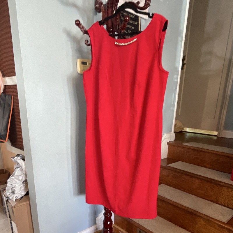 Ashro 2-Piece Outfit Set Dress & Jacket Red 18 Scoop Neck Zip Chain Accents