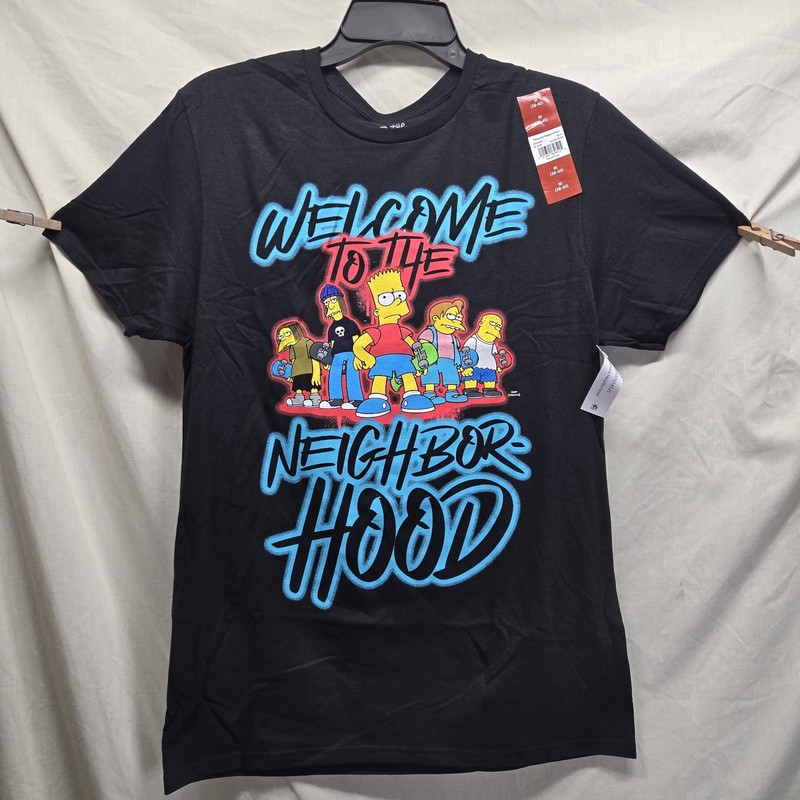 NWT! The Simpsons Welcome To The Neighborhood Black Graphic T-Shirt Men’s Medium