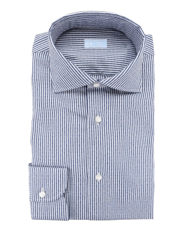 NWT IL SARTORE NAPOLI by VINCENZO DI RUGGIERO SHIRT blue striped 40 15 3/4