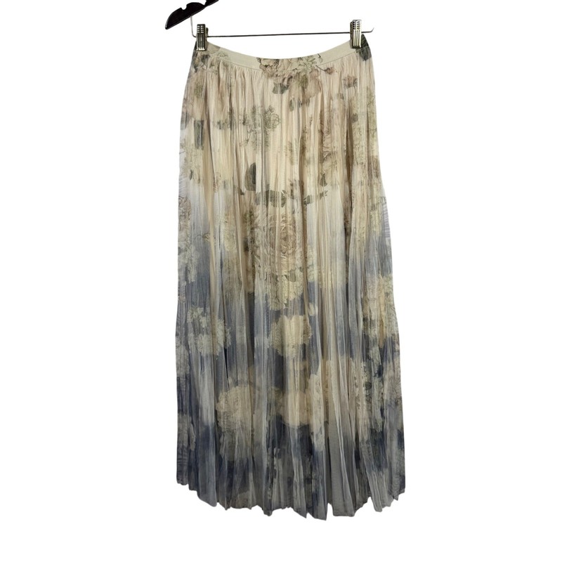 Origami by Vivien Floral Tulle Maxi Skirt Cream Blue Romantic Cottagecore Size L gallery