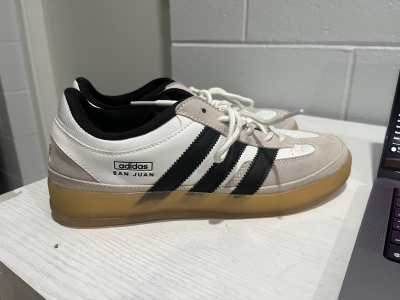 Adidas San Juan Gum Sole Sneakers Size Whilte Black Suede Rare