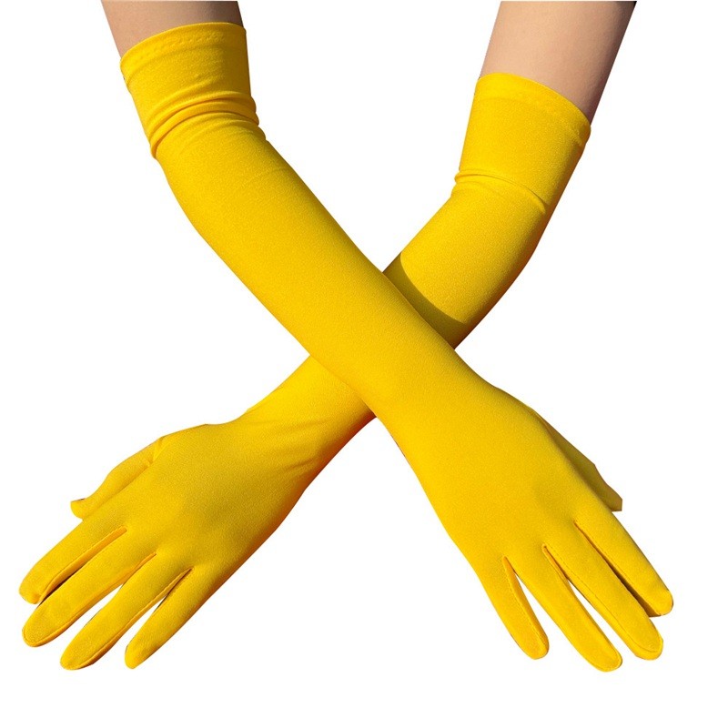 Ladies Long Gloves Evening Party Milk Silk Opera Wedding Bridal Solid Stretch gallery