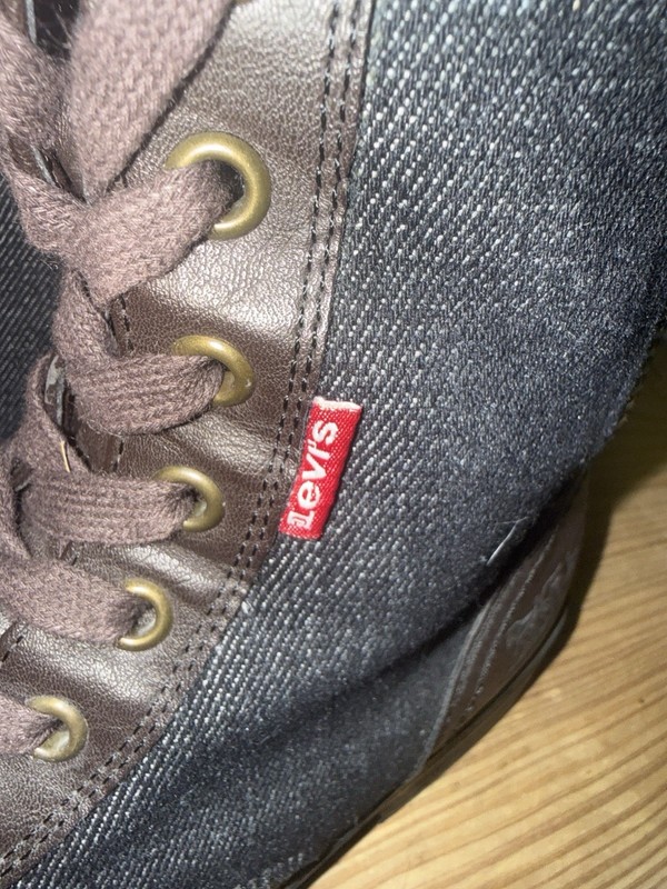 Levi's Women's Combat Boots Lace-Up Side Zipper Brown/Black Denim US 7.5 gallery