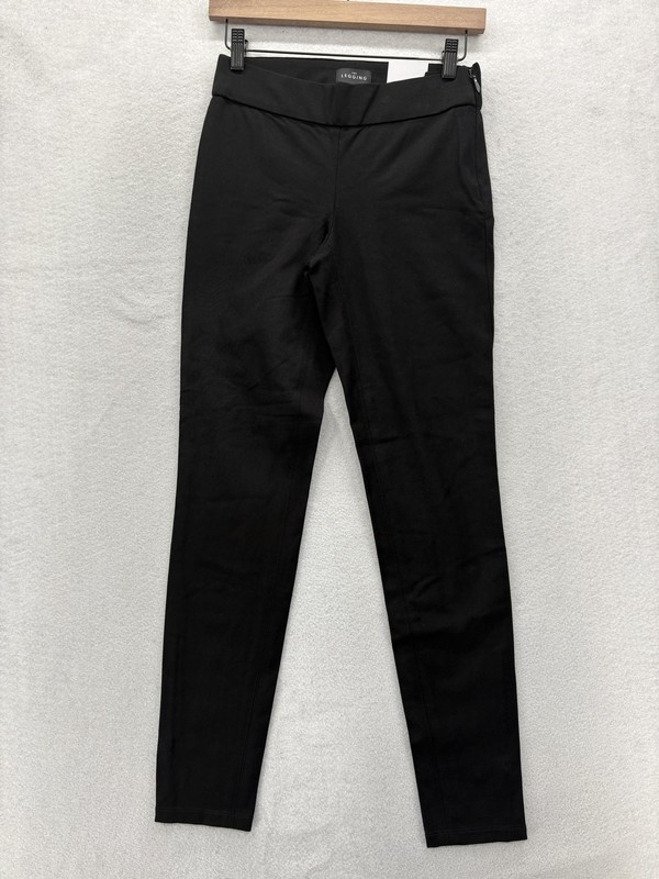 White House Black Market Leggings Womens 00 Black Woven Ankle Zip Stretch Career
