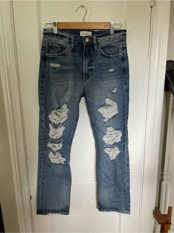 Frame Denim Le Piper Ellington Rips Jeans Size 25