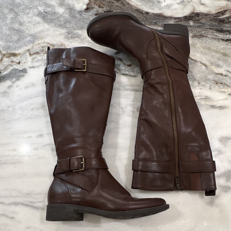 BASS Jordan Women’s Brown Knee High Riding Boots Zip Buckle US 5 M 2028-3250-231