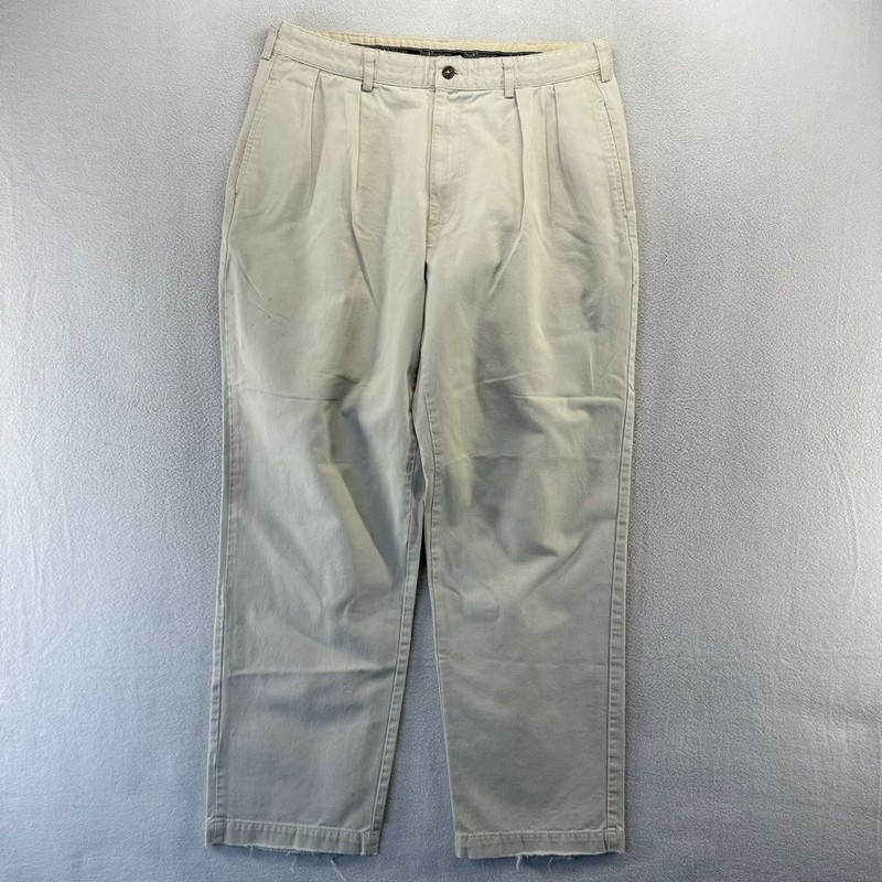 Vintage Ralph Lauren Chino Pants 36×32 Fit 34×30 Cream Trousers Baggy USA 90s