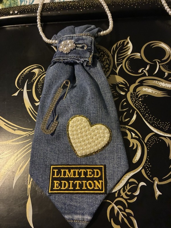 Limited Edition Blue Beaded Heart Small Shoulder Bag, Detachable Strap Zip