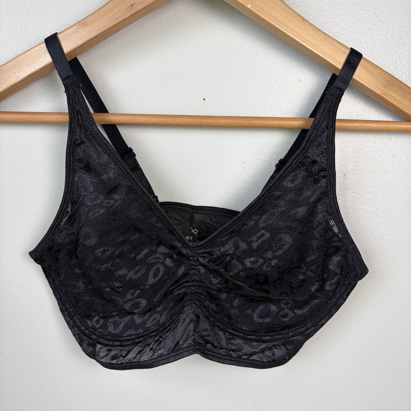 NEW- Ruby Ribbon Allure Sheer Demiette Bra Womens Black Size 32 Lace Cheetah gallery