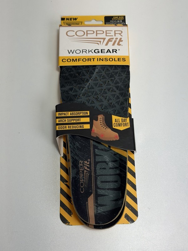 Copper Fit Men’s Work Gear, Heavy Duty Insoles, for Standing, All Day Men’s 8–13
