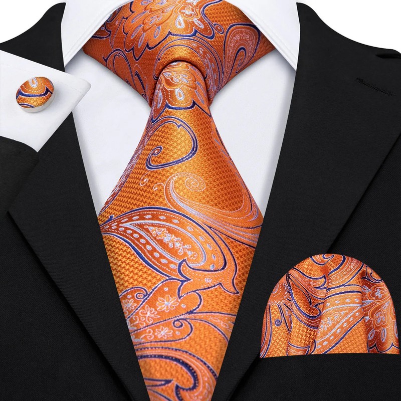Silk Jacquard Tie Set Necktie Handkerchief Cufflinks Wedding Business Men's Ties gallery