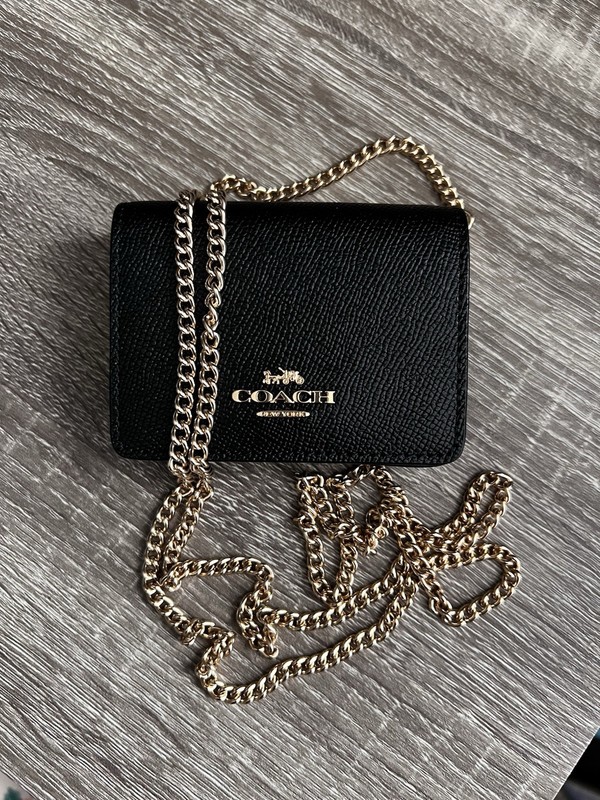 Coach Mini Leather Wallet On a Chain – Black (C0059)