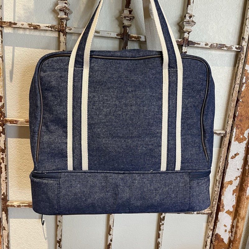 New Bath And Body Works Blue Denim Travel Bag 2 Cosmetic Cases Compartment Tote gallery