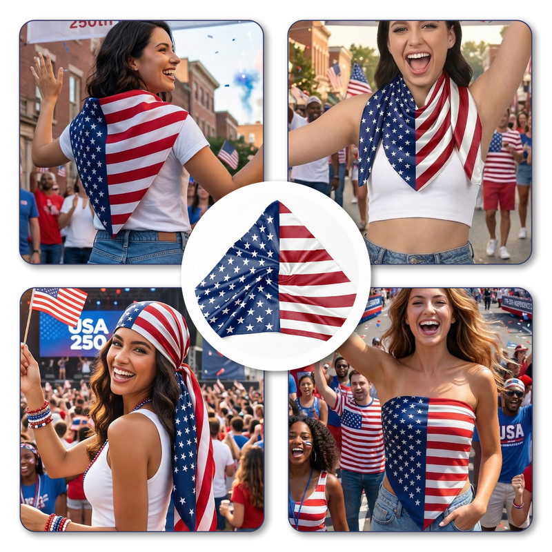 Patriotic USA-Canada-Mexico Flag Bandana, Sports Head Wrap for Soccer Fans gallery