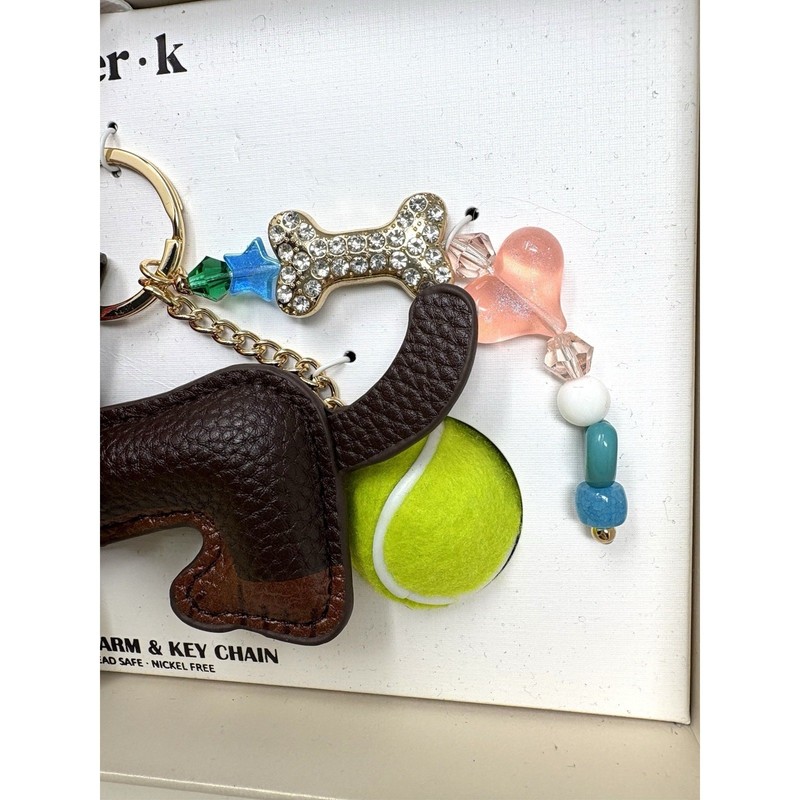 Piper K Dachshund Doxie Dog Bag Charm Tennis Ball Bandana Bone Keyring Keychain gallery