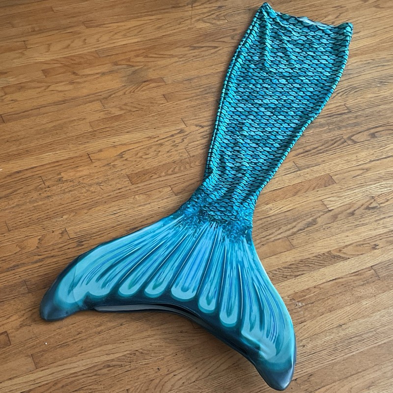 Mermaid Tail Costume Blue/Green Teal Polyester One Size Elastic Stretch