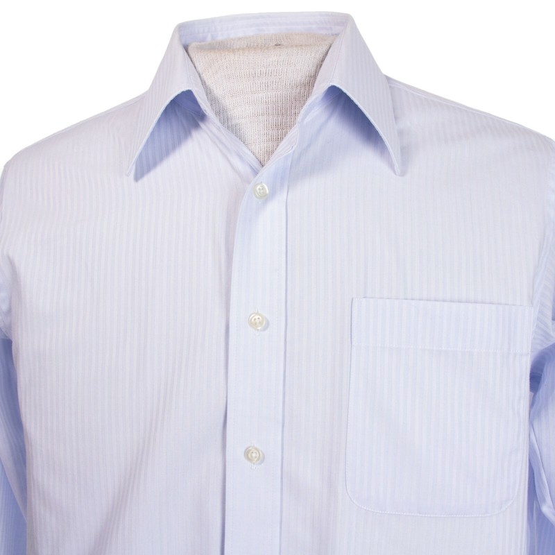 Kansaiman Collection Mens 15.5" 40cm Blue Herringbone Button Front Dress Shirt gallery