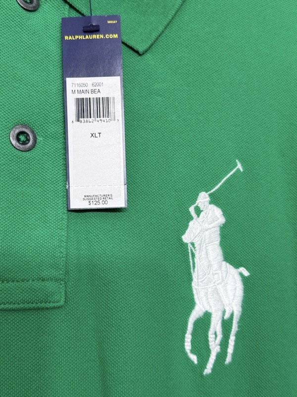Polo Ralph Lauren Big Pony Green Mens XLT Big & Tall Cotton Knit Polo Shirt gallery