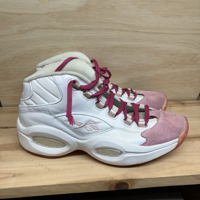 Reebok Question Mid Men’s Size 9.5 Pink Toe White Leather Sneaker G55120
