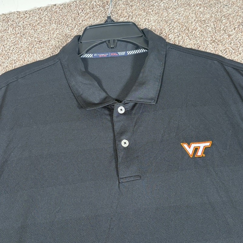 Southern Tide Virginia Tech Hokies Mens XXL Black Tide To Trail Performance Polo