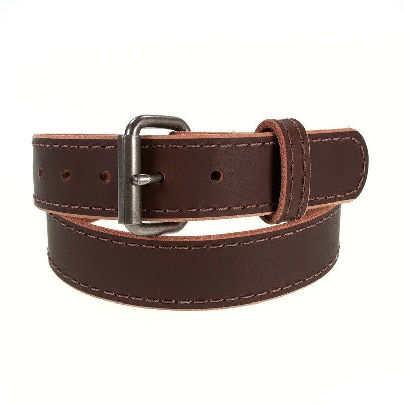 Men's Genuine Buffalo Leather Belt, 1 1/2" width, Amish Handmade, Black & Brown gallery