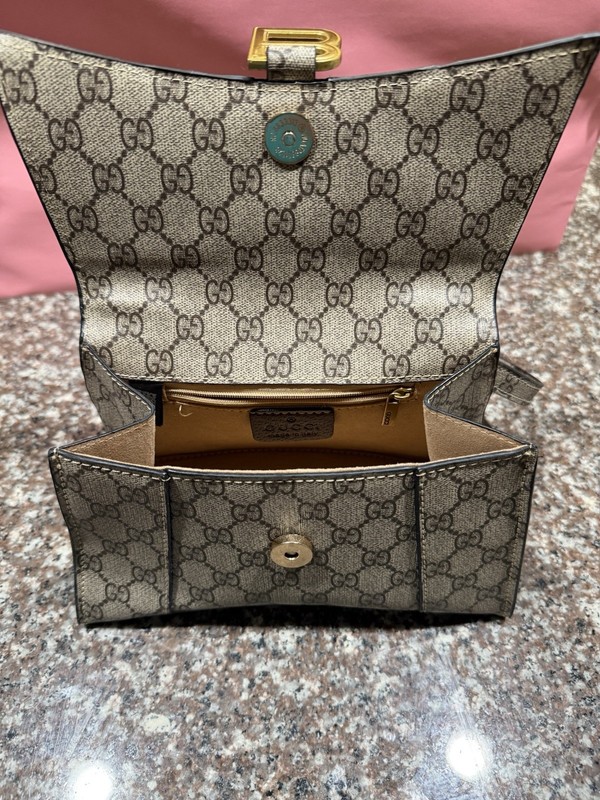 Balenciaga Hourglass Beige Monogram Top Handle Small Bag Detachable Strap