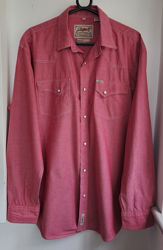 Vintage Rafter_ C Pink Western Cowboy Cotton Shirt Snaps 51″-129.5cm XL (310WR)