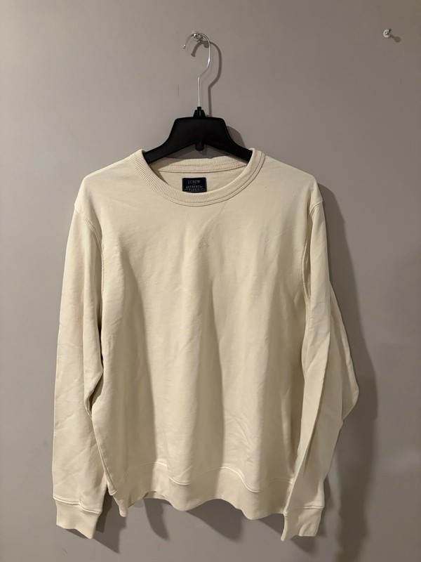 J.Crew Fleece Men’s Natural Solid Crewneck Pullover Sweatshirt L