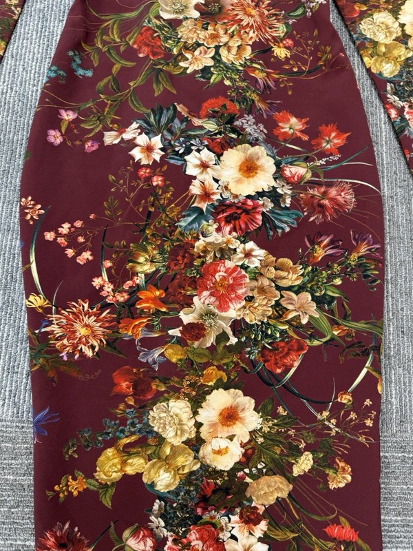 Single Los Angeles Floral Bodycon Midi Dress Womens Burgundy gallery