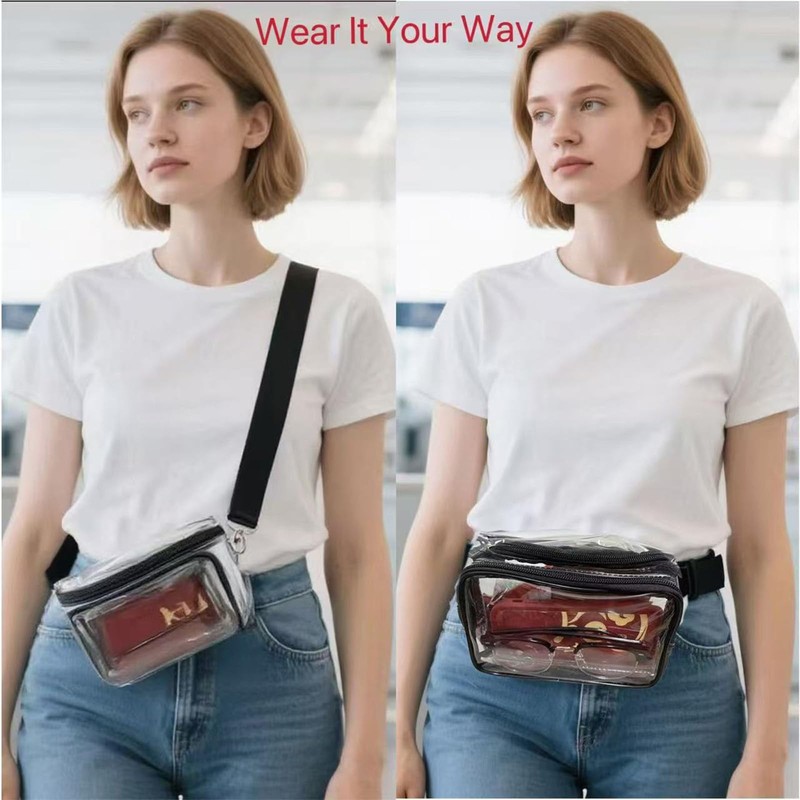 Clear Fanny Pack Stadium Approved Belt Bag Crossbody Bag for Concerts Sports gallery