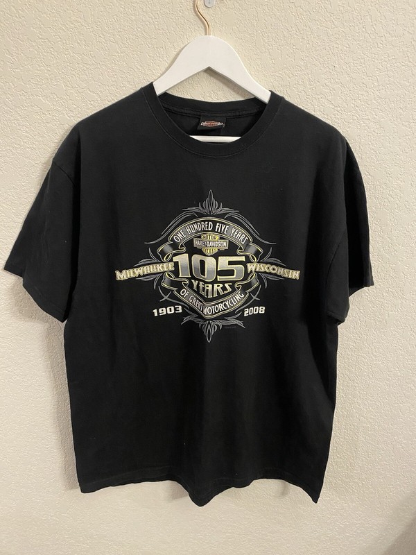 HARLEY-DAVIDSON MOTORCYCLES 1903-2008 CELEBRATING 105 YEARS MENS LARGE T SHIRT!