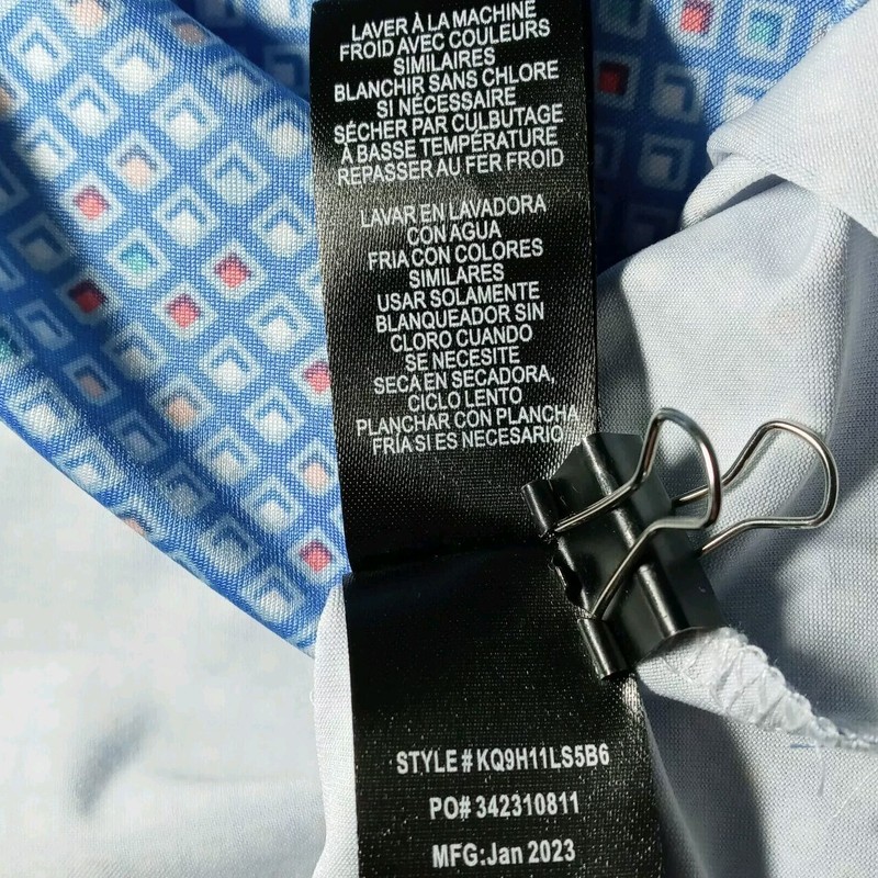 NWT Kenneth Cole Golf Polo XL Baltic Blue Diamonds Squares Shirt Top MSRP $69 gallery