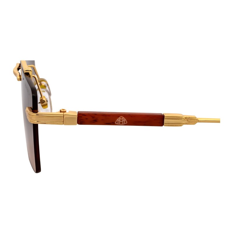 Maybach Rimless Square Metal Aviator Sunglasses Gold Frame Amber Fade Lens MH10 gallery