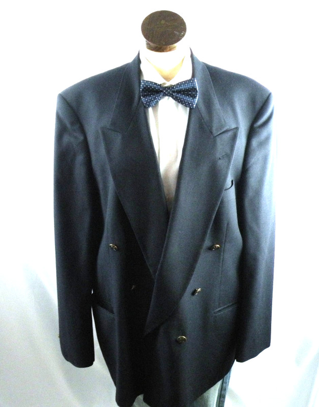 Vintage Pierre Cardin Double-Breasted Navy Blazer 48R