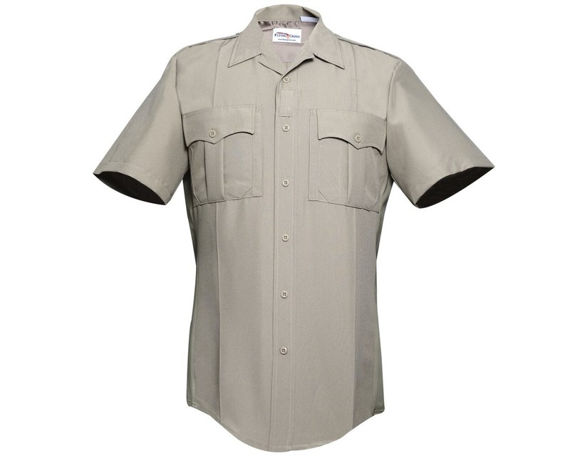 FLYING CROSS 92R78Z MENS SHIRT COMMAND STRETCH SIZE 2XL POLYESTER SILVER TAN