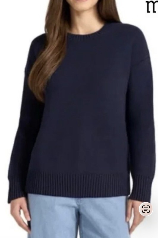 MattyM XS Woman’s Navy Crewneck textured knit Sweater casual soft business. 1187