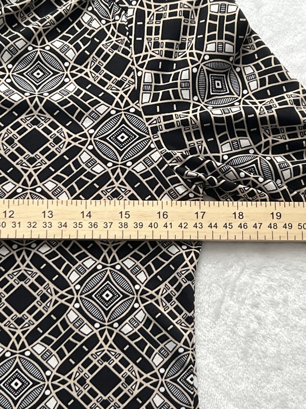 Charter Club Women’s Monochrome Geometric Half Button Blouse Size S gallery